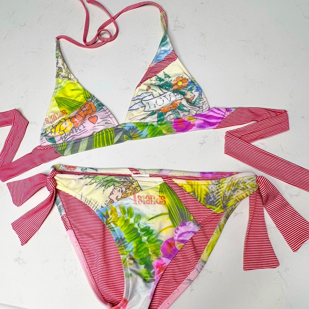 Lucky Brand Retro Pin-Up Style Bikini / Bathing Suit - Size M Top w/ Sm Bottom